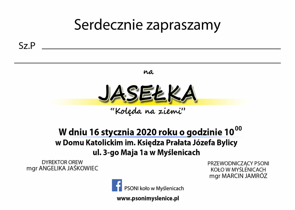 Zaproszenie na Jasełka